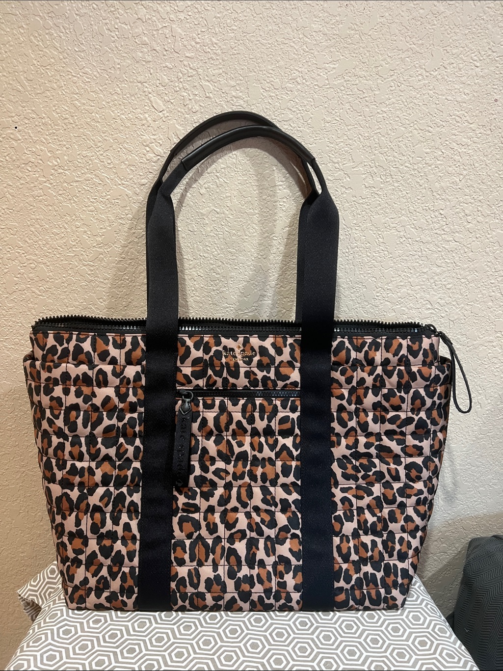 Kate Spade Leopard-Print Quilted Tote In Black And Brown